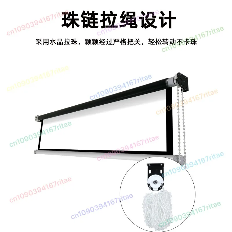 Tragbare hochauflösende Heimprojektor-Leinwand, 60-Zoll-Handgezogene, selbstsichernde, elektrische Drop-Down-Projektor-Leinwand Image