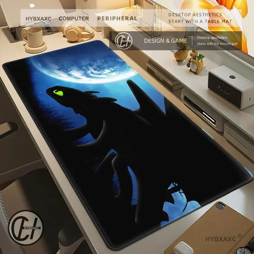 Toothless Fury Dragon Mousepad HD Printing Computer Gamers Locking Edge Non-slip Mouse Pad XXL90x40cm Keyboard PC Desk Pad