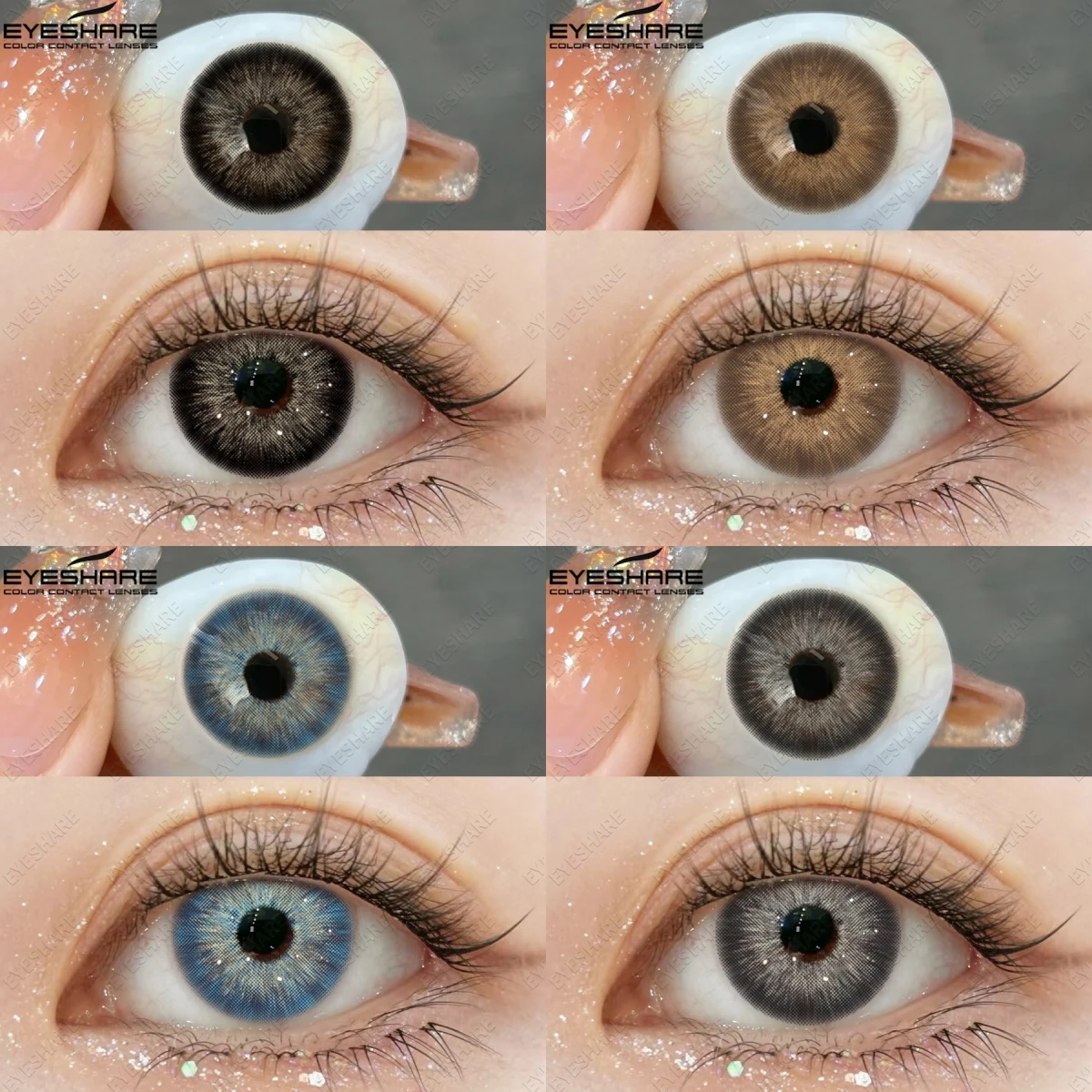 EYESHARE 2 Stück farbige Kontaktlinsen, wasserfeste Pupillen-Farbkontakt-Kreislinse, grüne Iris, jährliche natürliche farbige Kontaktlinsen Image