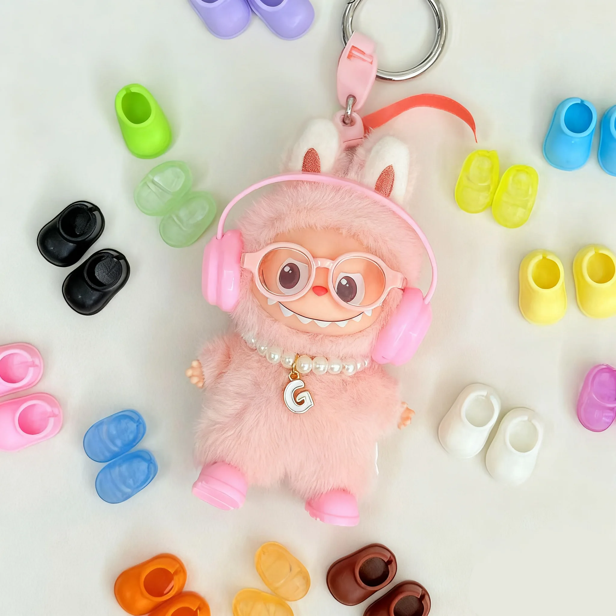 Mini Labubu Zubehör Brille Schuhe für 10,5 cm Labubu V4 The Monsters Pin für Love Series Puppenkleidung Outfit Zubehör