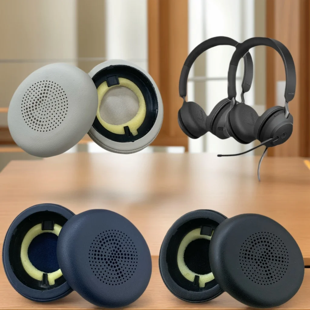 Ersatz-Ohrpolster für Jabra Evolve2 65MS 65UC 40UC 40MS /Elite 45h On-Ear-Headset, Ohrpolster, Kissen aus weichem Proteinleder Image