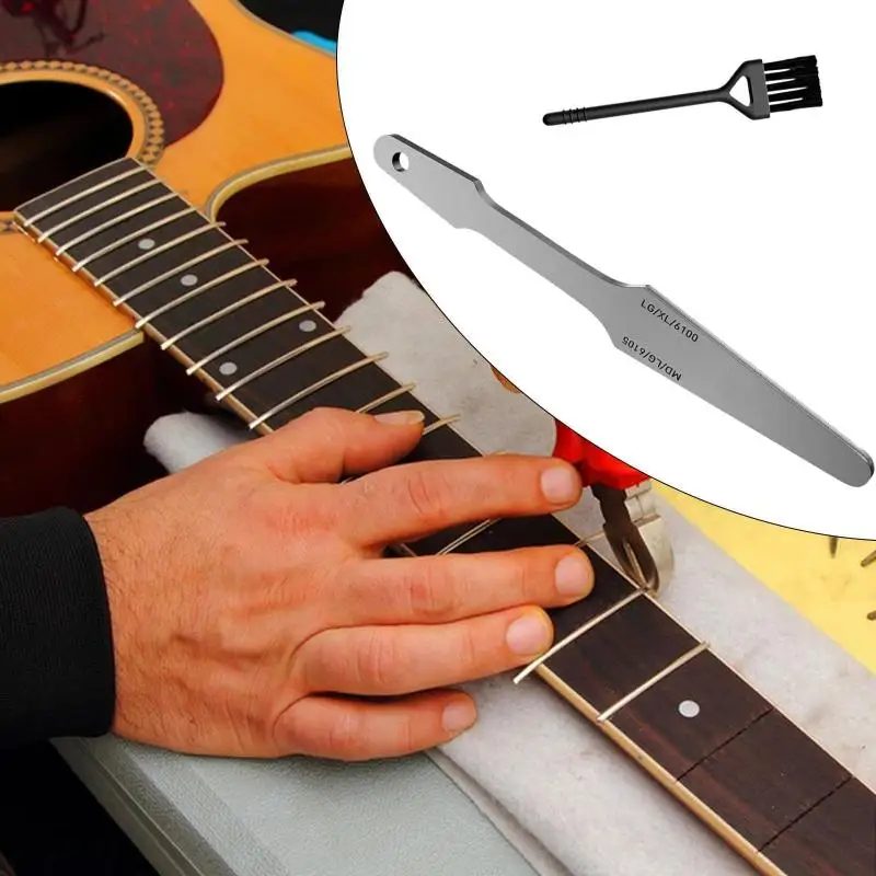 Doppelseitige Gitarren-Bundfeile, Gitarrenbauer-Werkzeug zum Schleifen von Krönungsbundnivellierung mit sauberer Bürste, Gitarren-Bundwerkzeuge Image