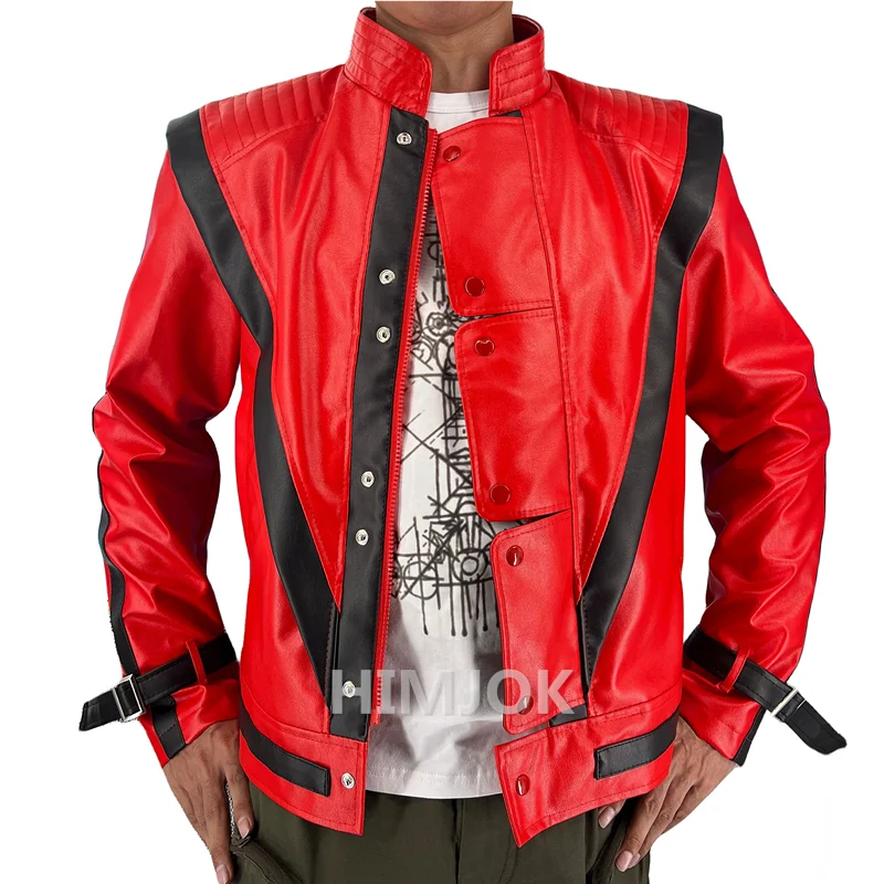 Michael Jackson Kostüme Rote Lederjacke für Thriller Cosplay Halloween Erwachsene XS-4XL
