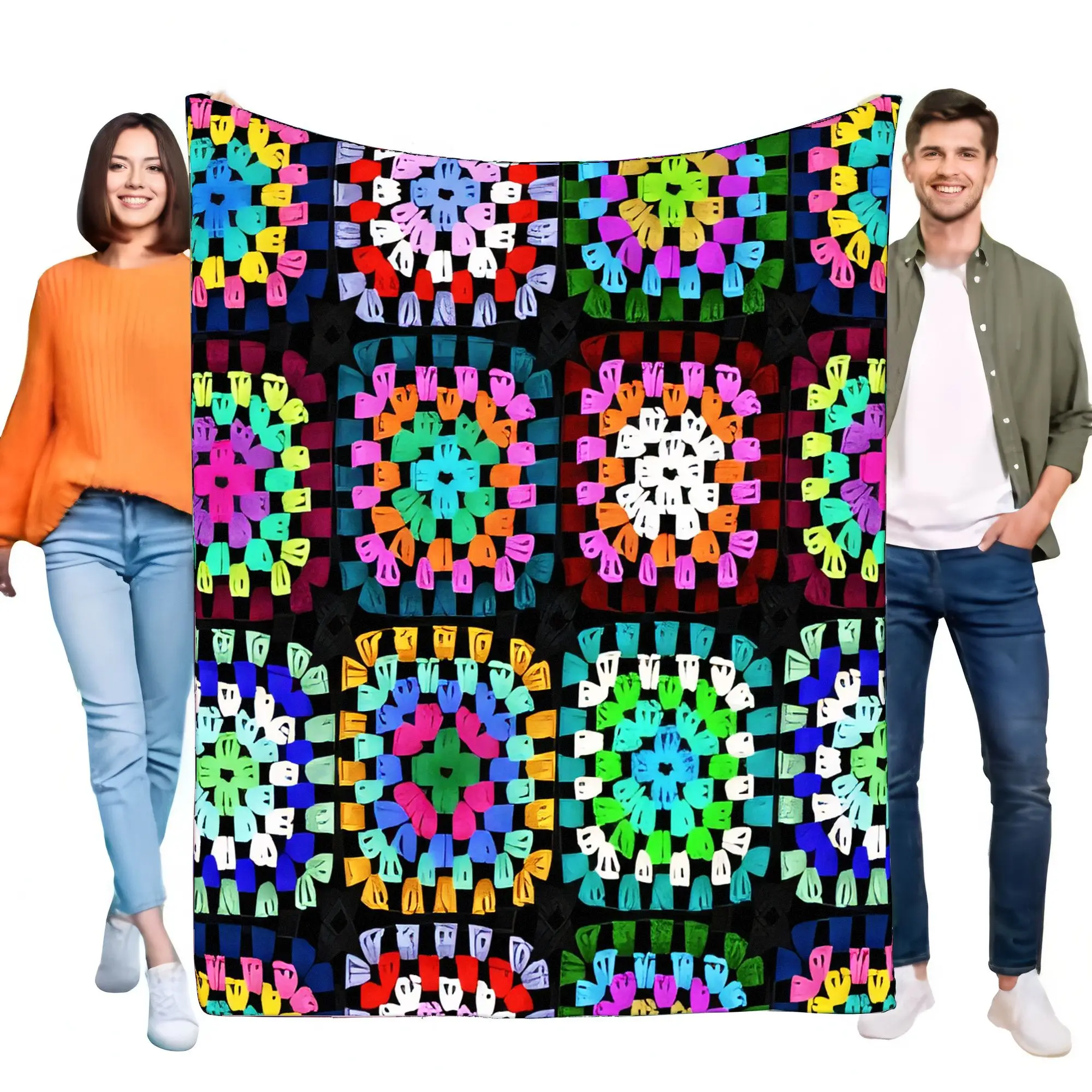 Bunte Decke mit geometrischem Muster, weicher, gemütlicher Überwurf für Bett und Sofa, leicht, ideales Geschenk für Freunde und Familie, Heimdekoration Image