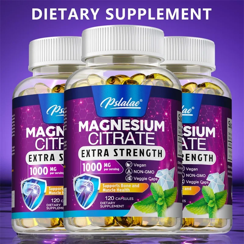 Magnesium Citrate Capsules - High Absorption Magnesium Citrate for Leg Spasms, Muscle, Bone, and Heart Health