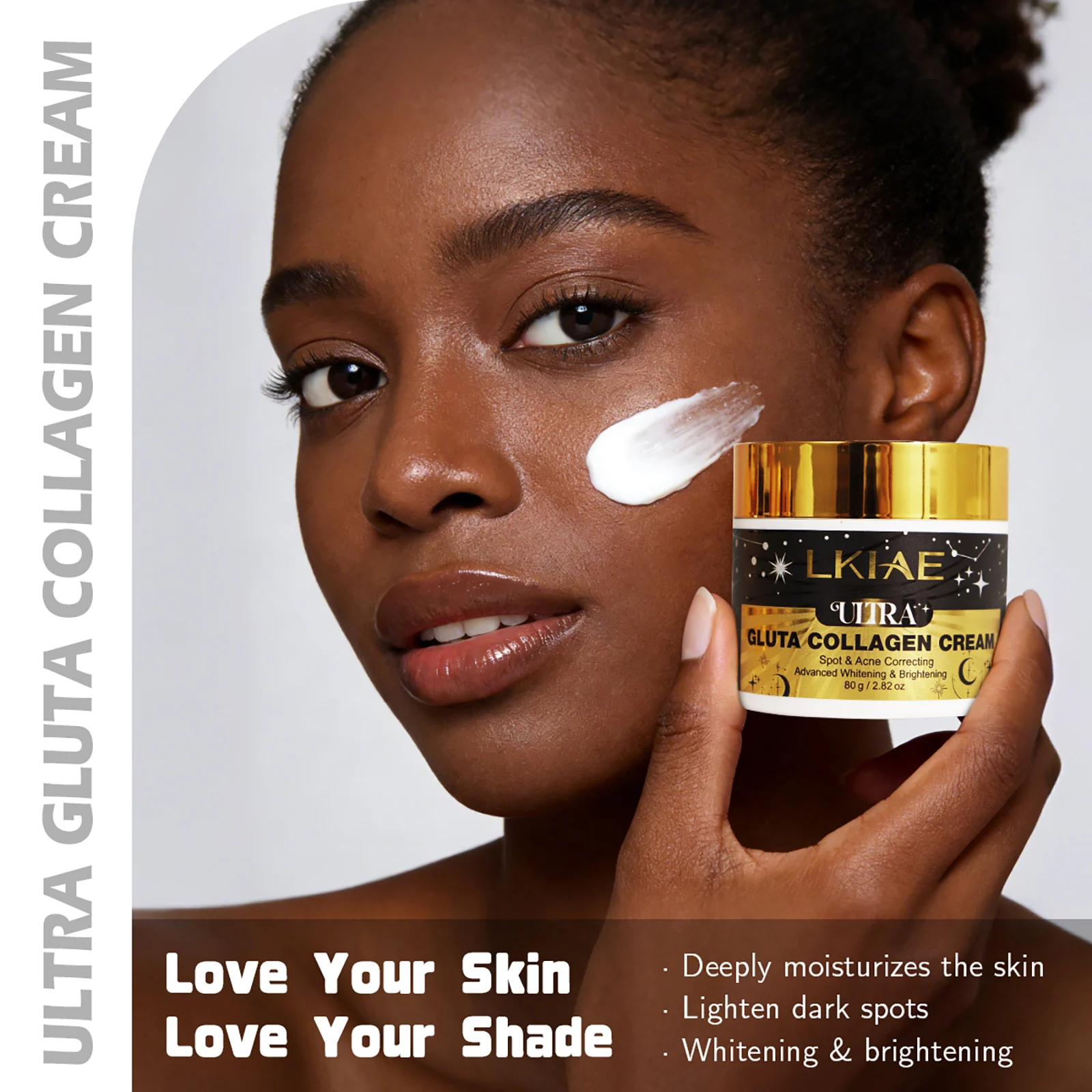 LKIAE Ultra Glutathion Kollagen Aufhellende Gesichtscreme, Korrigiert Dunkle Flecken & Akne, Gleicht den Hautton aus, Reduziert Pigmentierung Image