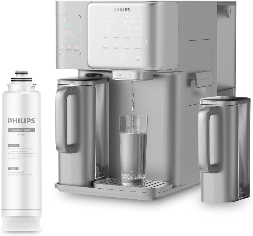 Philips Umkehrosmose-Wasserstation: Sofort heiß & kalt, integrierte Eiswürfelmaschine, UV-C, Remineralisierung, TDS-Monitor, 6L Tank Image