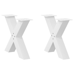 vidaXL Couchtischbeine X-Form 2 Stk. Weiß 60x(42-43) cm Stahl Image