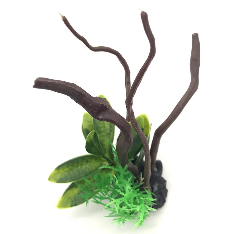 Simulierte Fisch aquarium dekorationen ungiftig dekorative künstliche Holz wasser verzierung Pflanze Aquarium Pflanzen Gras zubehör Image