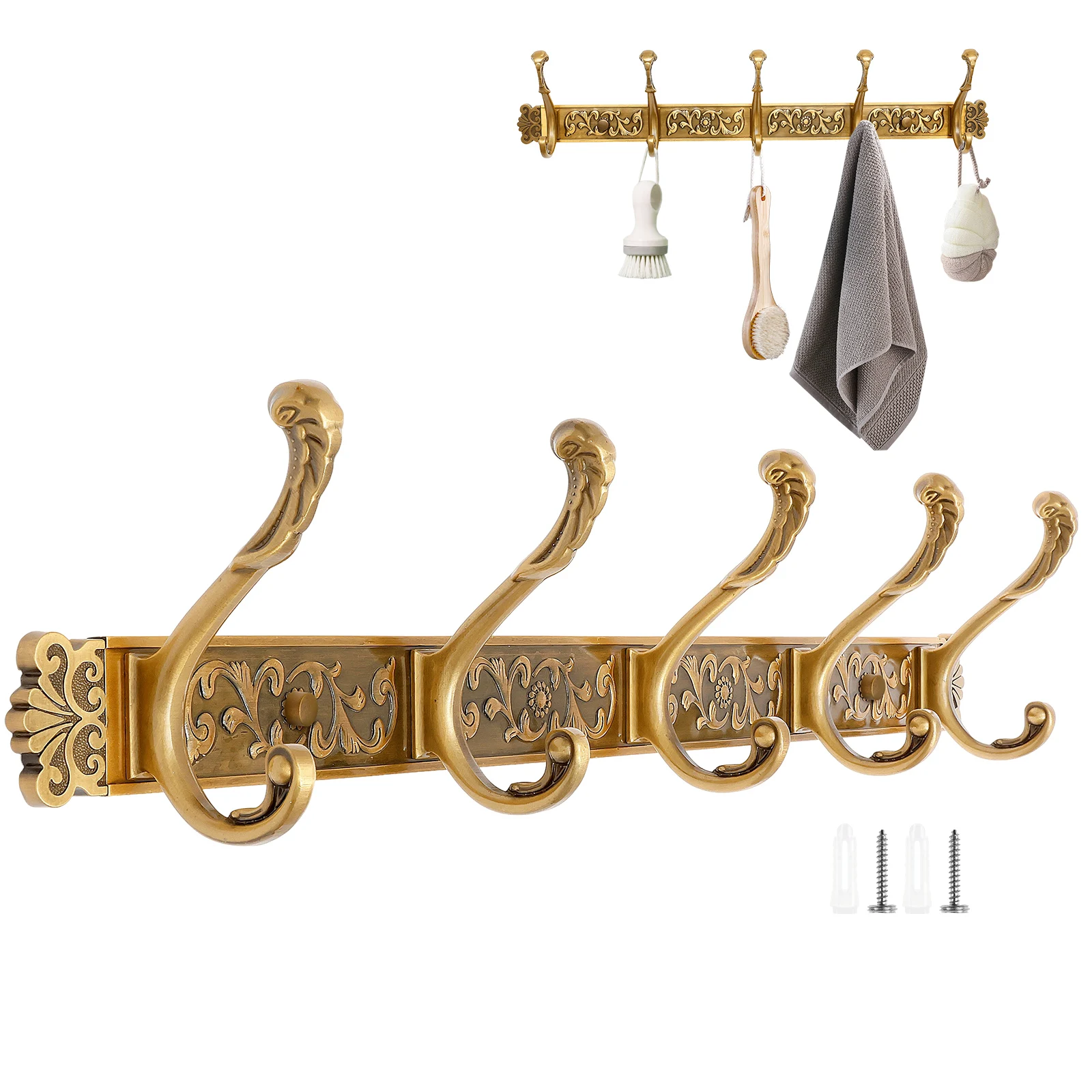 Wandgarderobe, Vintage-Kleiderbügel mit 5 Haken, Nagel-Wandregal, Haken, Mantel-Kleiderhalter für Badezimmer, Küchenzubehör