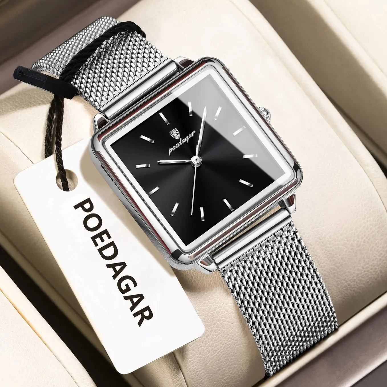 POEDAGAR Original Mode Damen Armbanduhr Wasserdichte Edelstahl Mesh frau Uhr Elegante Quarz Uhren Für Frauen Reloj Image