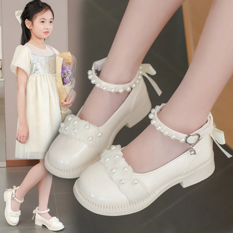 Frühling Herbst Mädchen Glänzend Leder Schuhe Mode Kinder Prinzessin Casual Kleid Wohnungen Süße Bowtie Kinder Schule Mary Jane Schuhe Image