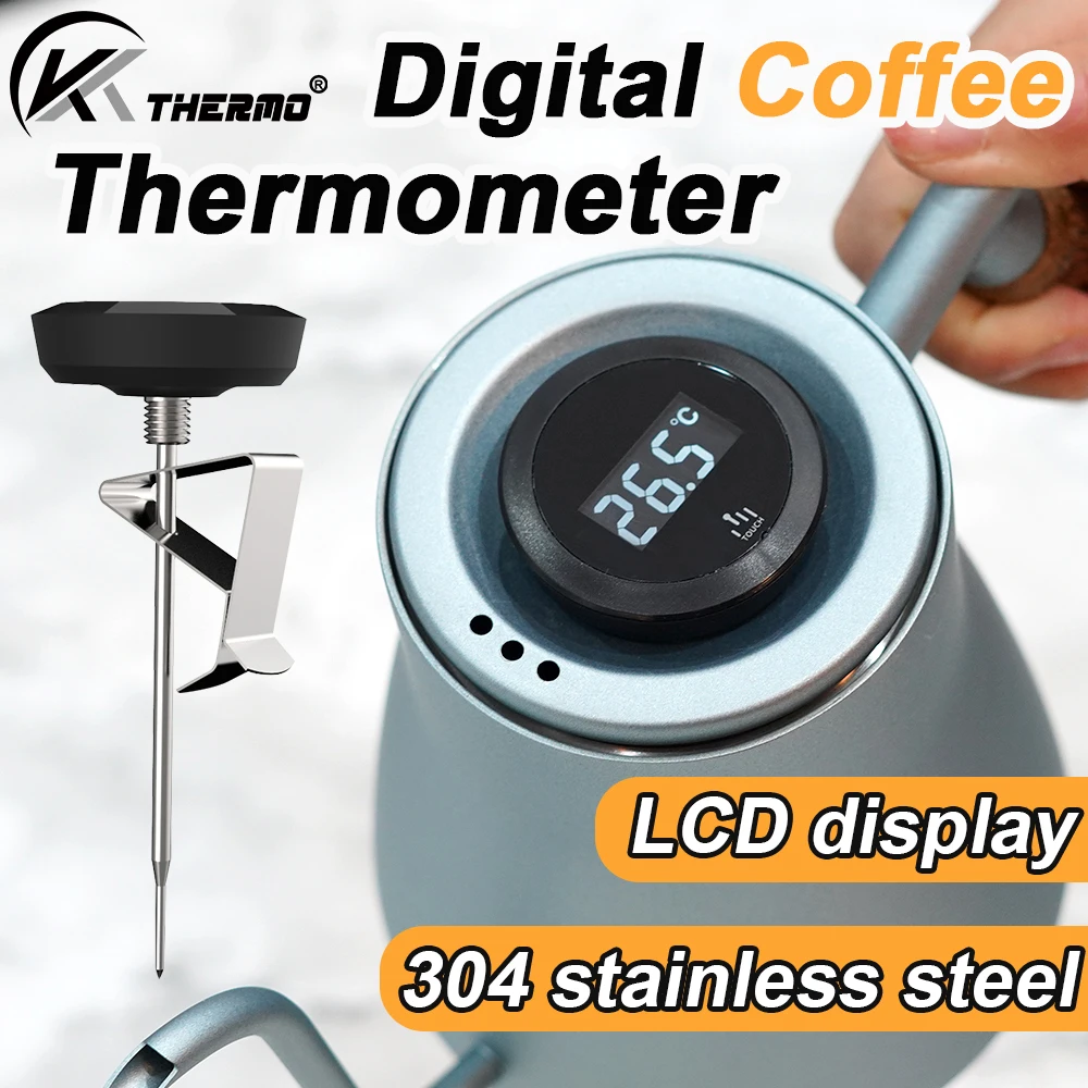 Digitales Kaffee-Thermometer mit LCD-Anzeige, 304 Edelstahl-Sonde, Touchscreen, IP65 Wasserdicht für Milch & Tee Image