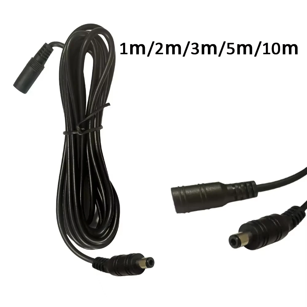 1M 3M 5M 10M DC-Verlängerungskabel 2,1 mm x 5,5 mm Buchse auf Stecker Netzkabel Kabeladapter Extender Schwarzer Elektrokabel Image