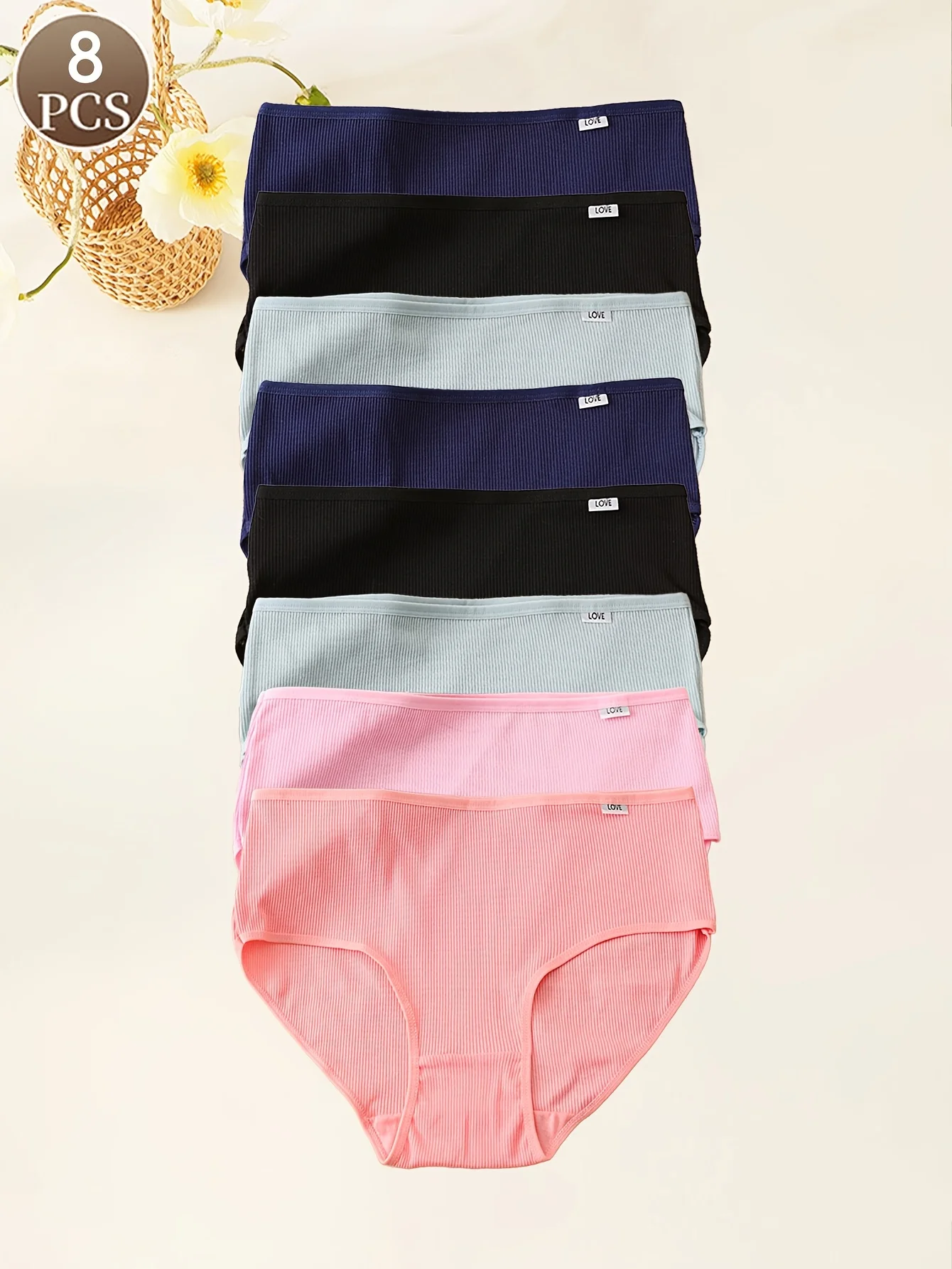 8-teilige Damenunterwäsche, hohe Taille, bequem und atmungsaktiv, Bauchstütze und Po-Lifting, Übergröße, geeignet für mittleres Alter Image