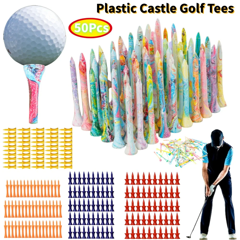50PCS Golf Nagel Tees Kunststoff Sitz 30-70mm Golf Tee Sitz Ball Halter Golf Training Praxis tees niedrige Reibung Weniger Widerstand Gehen Image