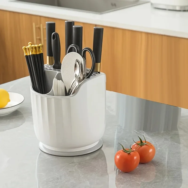 1pcs Multi-functional Chopsticks Integrated Storage Box Household Rack Kitchen Rotary Knife Holder Storage Rack