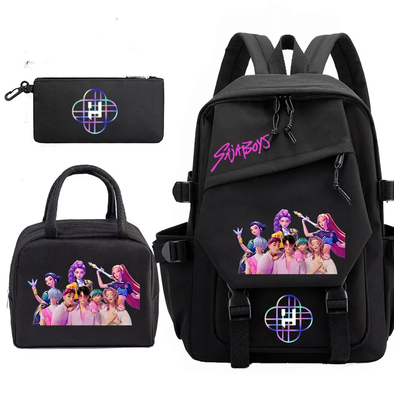 Sac à dos d'école Anime avec boîte à déjeuner et trousse à crayons, sacs d'école imprimés pour garçons et filles, sacs à dos pour adolescents, sac d'étudiant de grande capacité