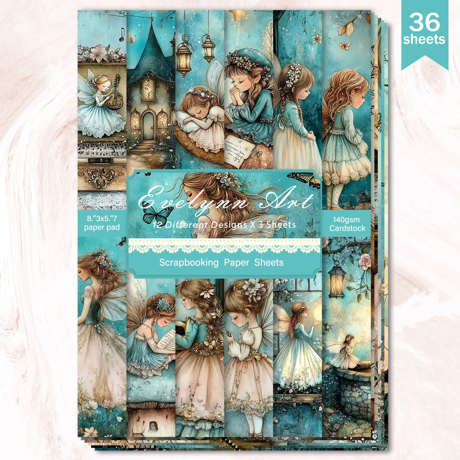 36 feuilles A5 (Angel Girl Animal Moon Viewing) papier fin à découper pour journal à puces, Magazine indésirable, fond de carte de vœux