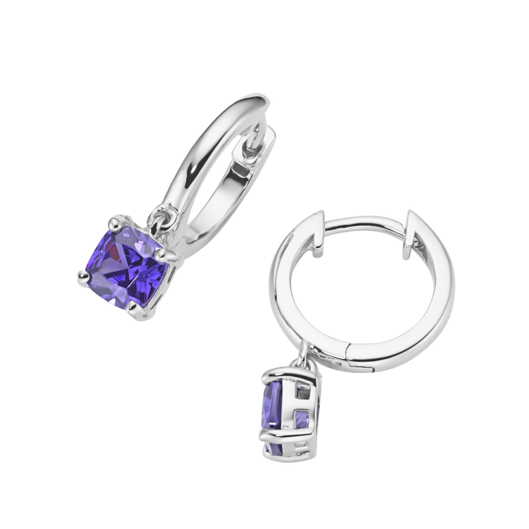 Paar Creolen SMART JEWEL "mit farbigen Ziersteinen, Silber 925", lila, Ohrringe, Damen, Silber 925 (Sterlingsilber) Image