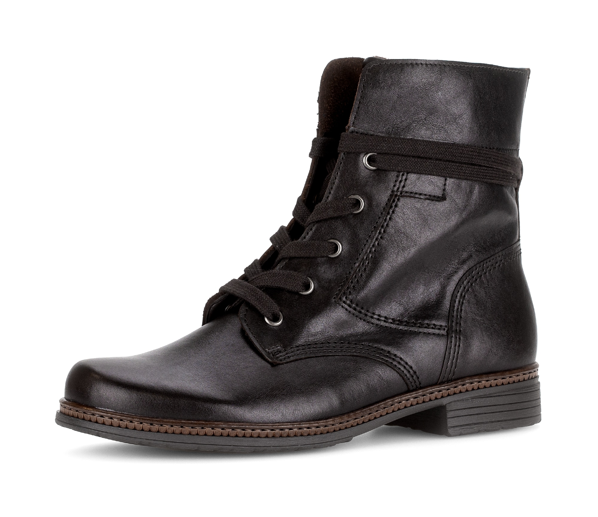 Schnürstiefelette GABOR, Damen, Gr. 40, dunkelbraun, Kalbsleder, unifarben, Schuhe Schnürstiefelette, Blockabsatz, Schnürboots, Businessschuh mit Best Fitting Ausstattung