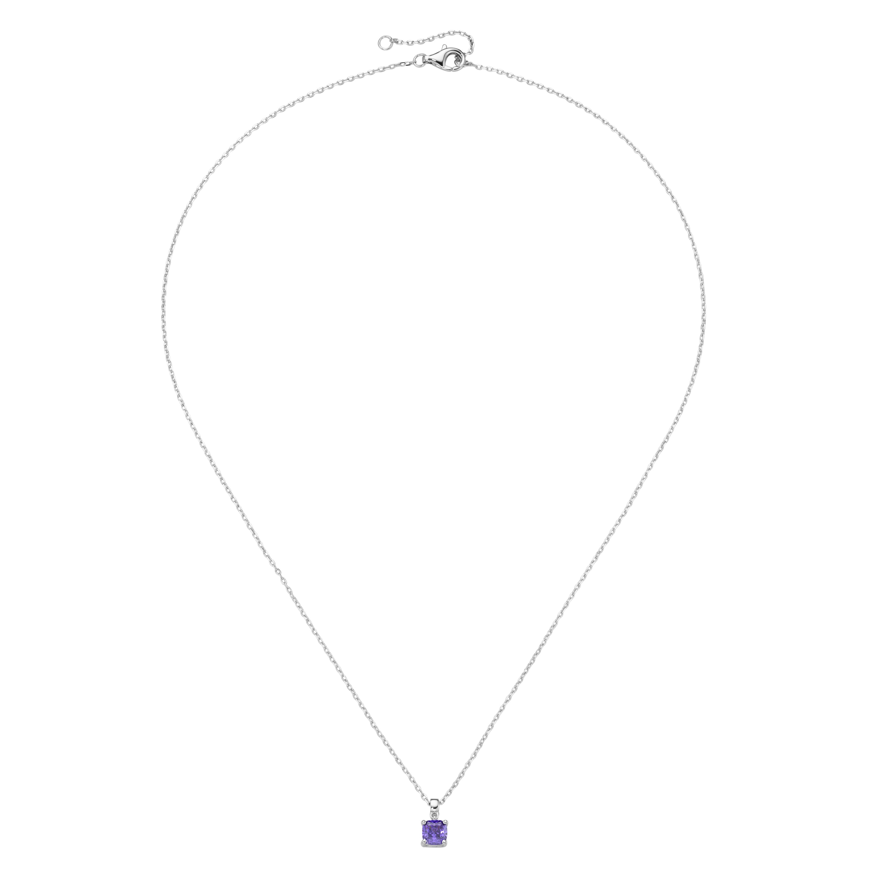 Kette mit Anhänger SMART JEWEL "mit farbigen Ziersteinen, Silber 925", lila, Halsketten, Damen, 45cm, Silber 925 (Sterlingsilber) Image