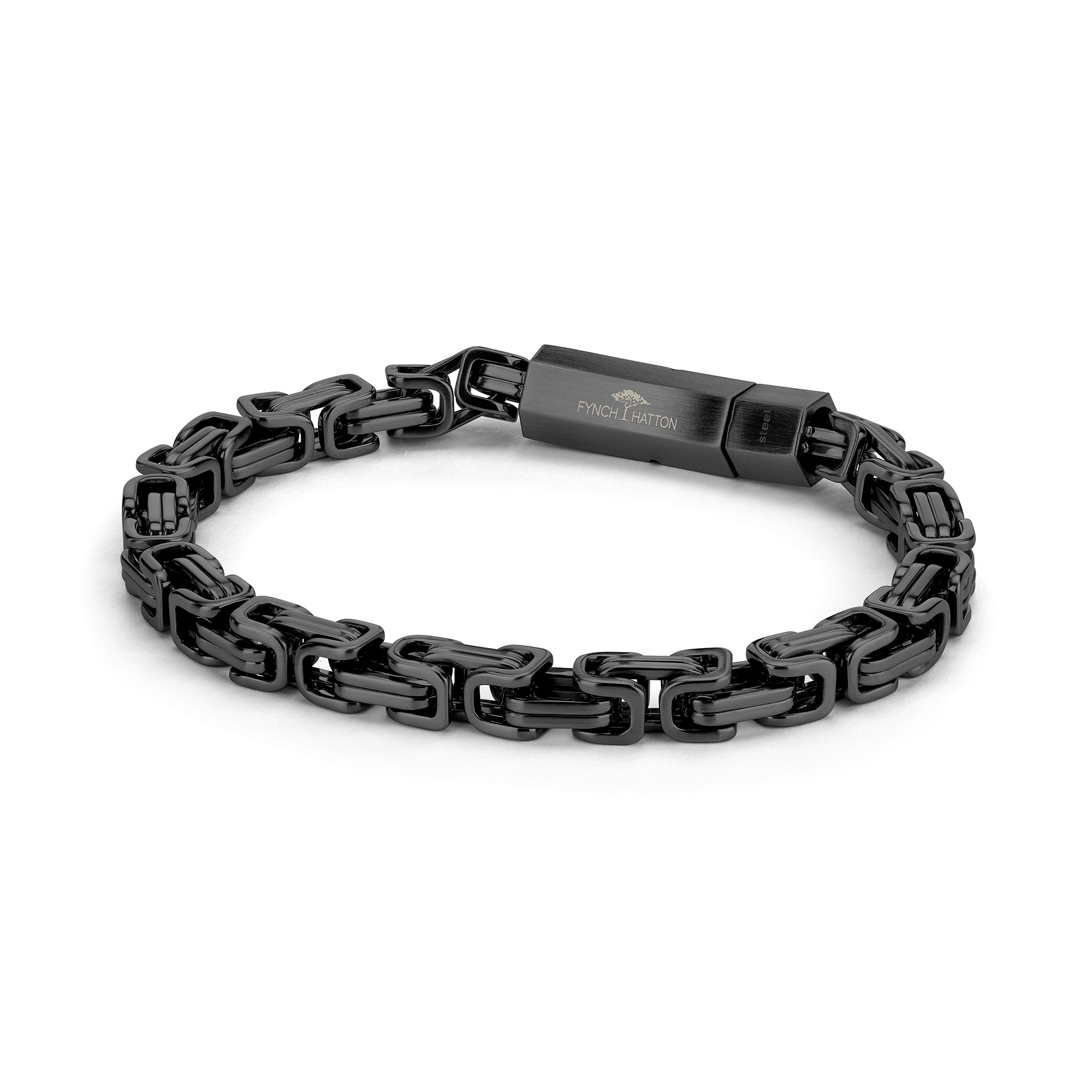 Königsarmband FYNCH-HATTON "Schmuck Geschenk Edelstahl Armkette The King Chain", schwarz, Armbänder, Herren, 18,5cm, Edelstahl Image