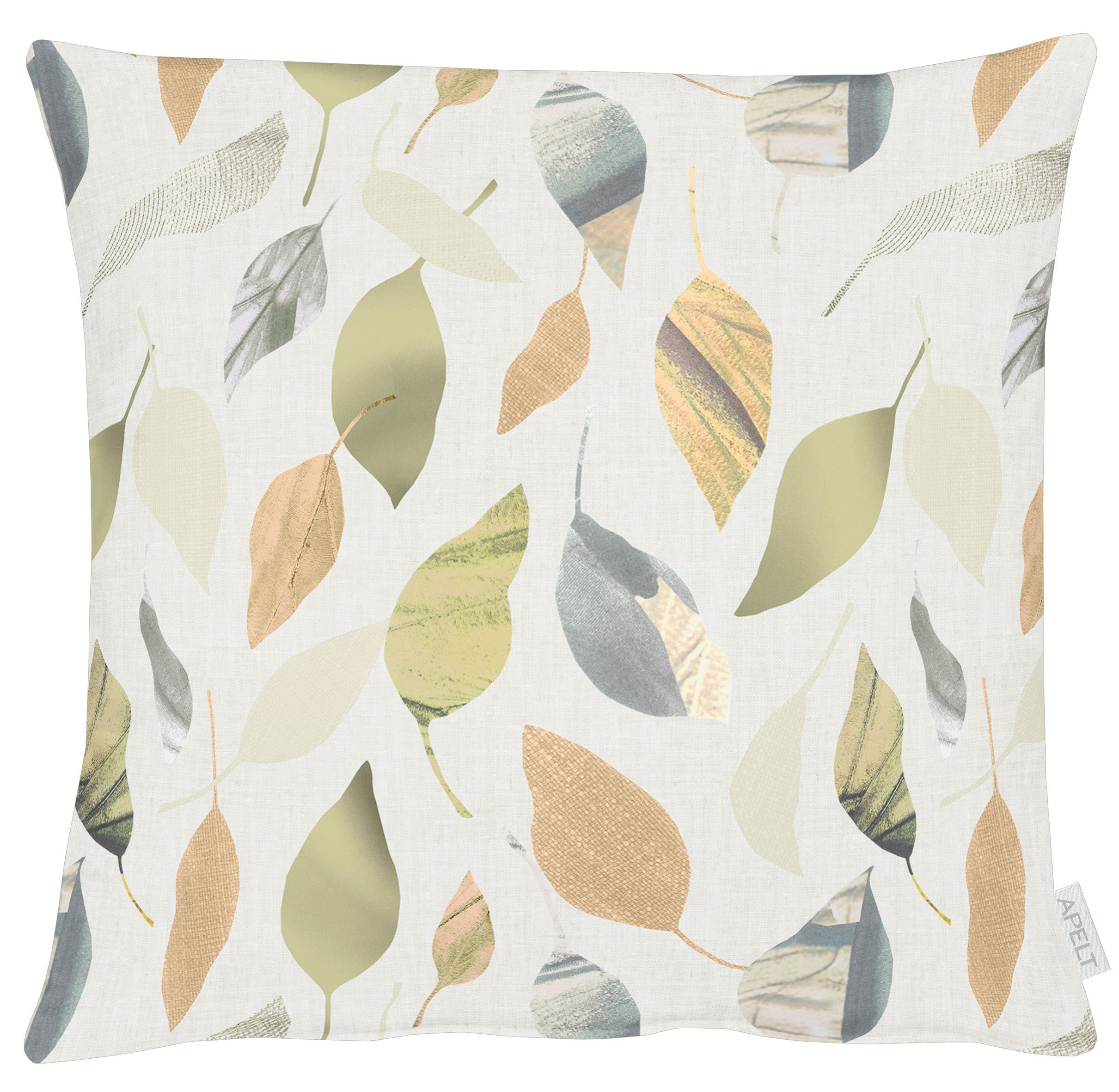 Dekokissen APELT "3406", beige (natur, grün, beige, bedruckt), B:48cm H:5cm L:48cm, Baumwolle, Polyester, Dekokissen_Sitzkissen_Kissenhüllen Image