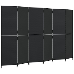 vidaXL Paravent 6-tlg. Schwarz Poly Rattan Image