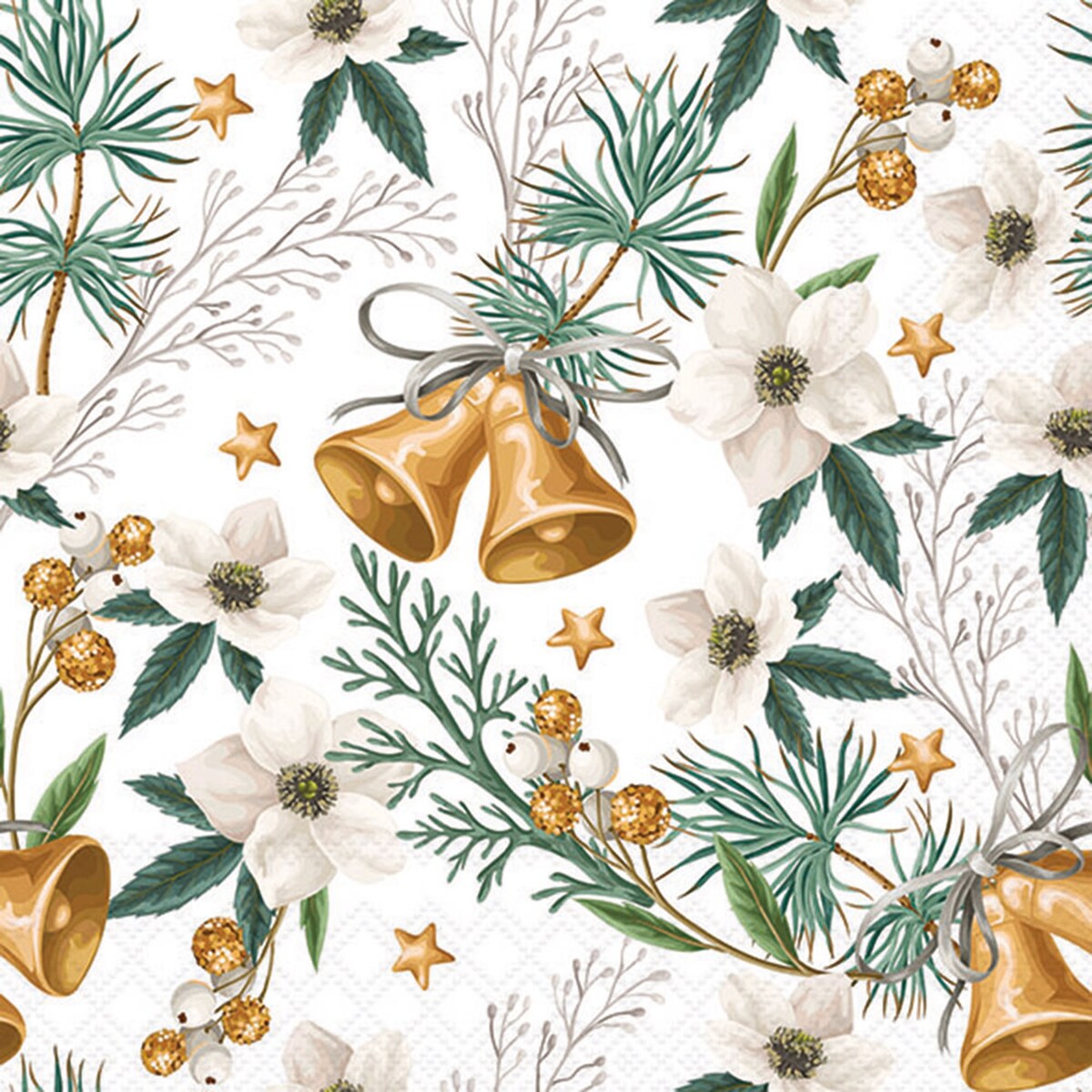 Ambiente 20 Servietten Papier 33x33cm 3-lagig - hochwertige Einweg Papierservietten mit Weihnachtsglocken Motiv Weihnachtsservietten festlich Tischdeko Image