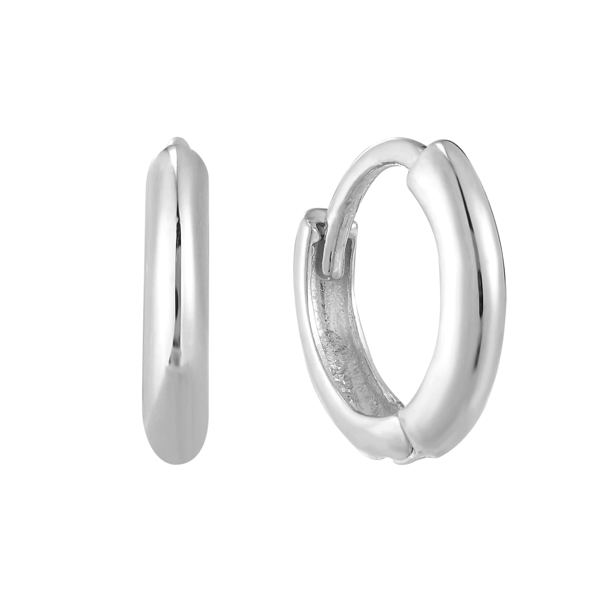 The Jewellery Stockroom Womens Sterling Silver 10mm Huggie Hoop Earrings - One Size | The Jewellery Stockroom Sale | Discount Designer Brands