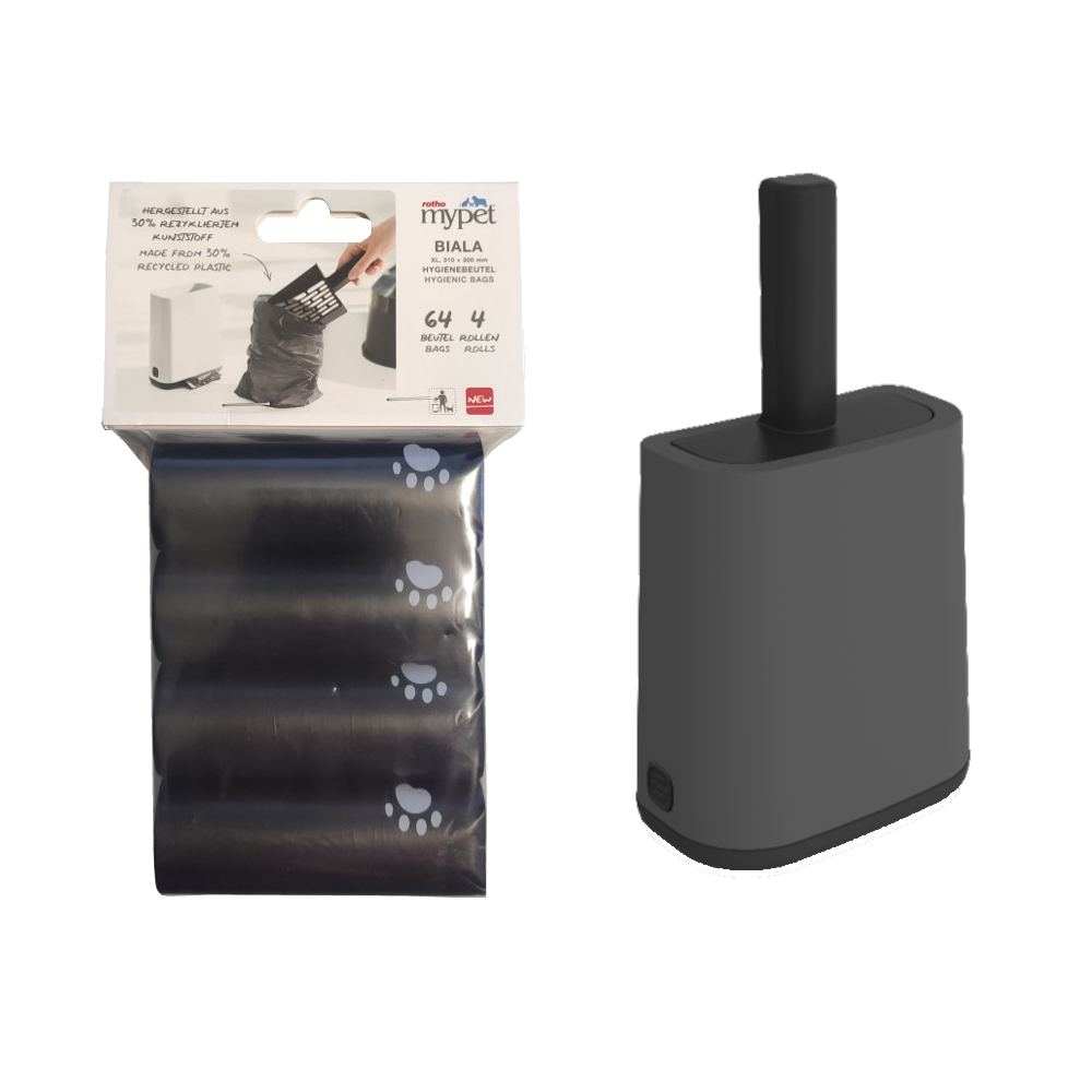 Rotho MyPet lettiera per gatti BIALA - Set %: paletta con portapaletta + 4 sacchetti igienici