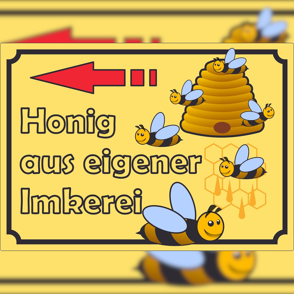 HB-Druck Werbeaufkleber Aufkleber Honig mit Pfeil nach links A6 (105x148mm) Image