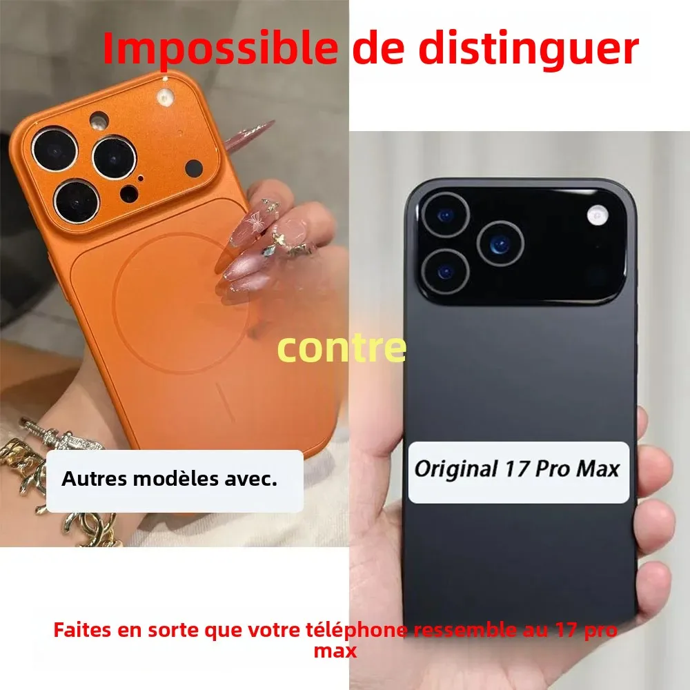 Étui de protection pour iPhone 17 Pro Max, coque pour iPhone 16 Pro For iphone 15 For iphone 14 For iphone 13, transformable en étui magnétique pour iPhone 17 Pro compatible avec la charge sans fil