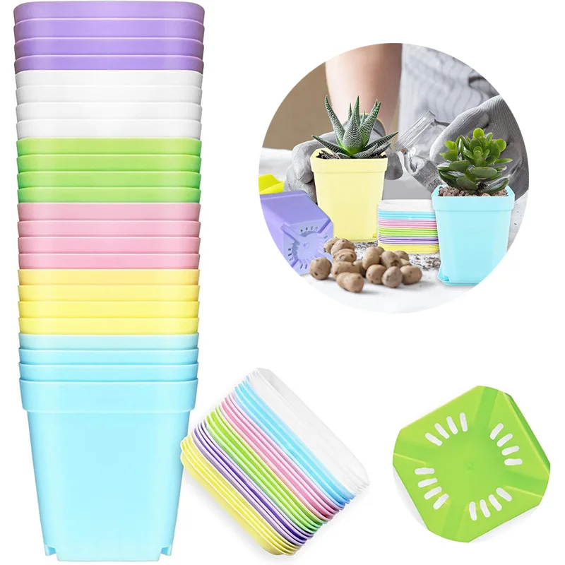 10 teile/satz Mini Sämling Tablett Quadratischen Topf Blumentopf Sukkulenten Topf Kleine Schwarze Quadratische Kunststoff Topf Sämling Tablett Gartenarbeit TMZ Image