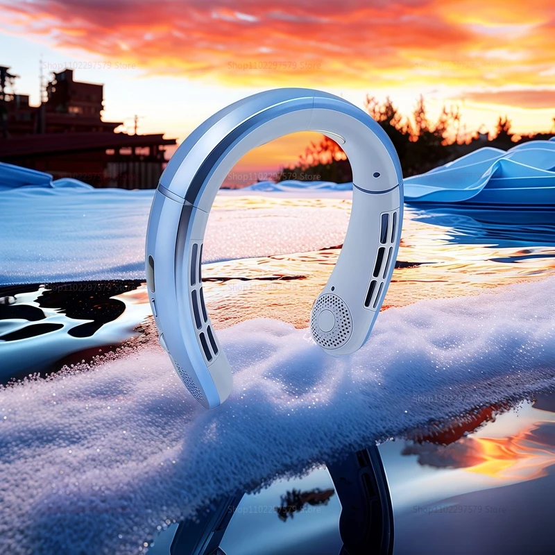 Outdoor Sports Travel Portable Silent Multi-Stage Rechargeable Cooling Fan Leafless Neck Halter Foldable Fan Summer Fan Outdoor