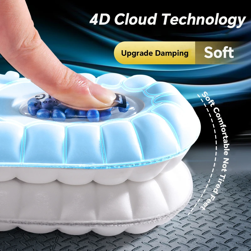 4D Cloud Technology Sport Insoles for Shoes Sole Soft Breathable Shock Absorption Shoes Pad for Men Women Arch Support Insoles