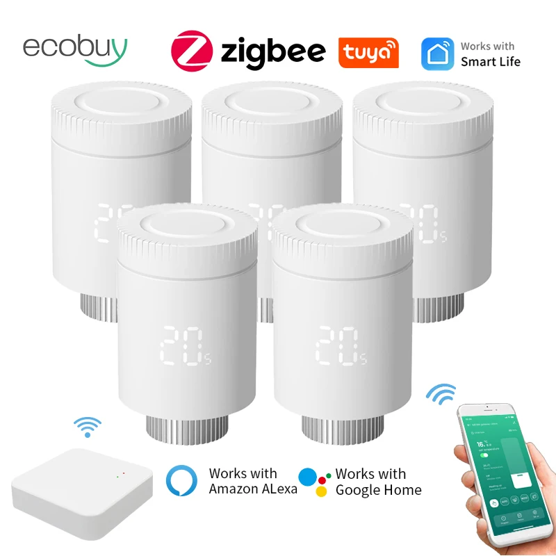 Tuya Thermostatic Radiator Valve Zigbee 3.0 Radiator Valve Zigbee Thermostatic Head Wifi Temperature Controller Alexa Alice
