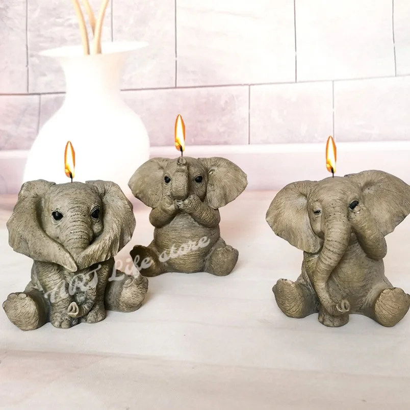 Niedlicher Elefant Silikon Kerzenform 3D Tier Handwerk Dekoration Harz Gips Seife Herstellung Werkzeug DIY Schokolade Eiswürfel Backform Image