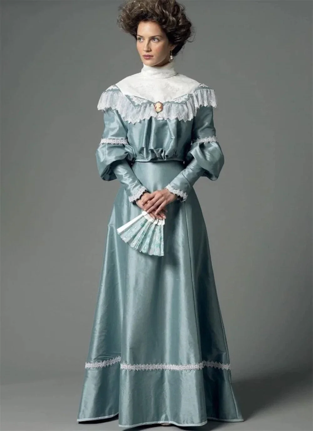 Belle Epoque Prom Dress Vintage Victorian Evening Gown Lace High Collar Satin A-Line Special Occasion Dress For Women Customized