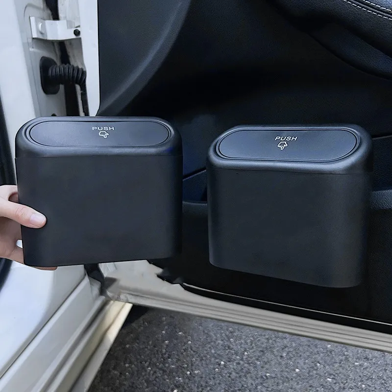Für Lexus LX 1996 ~ 2025 Auto Tür Sitz Clip Ständer Halter Papierkorb Schwarz Quadrat Drücken Mit Deckel auslaufsicher Mülleimer Zubehör Image
