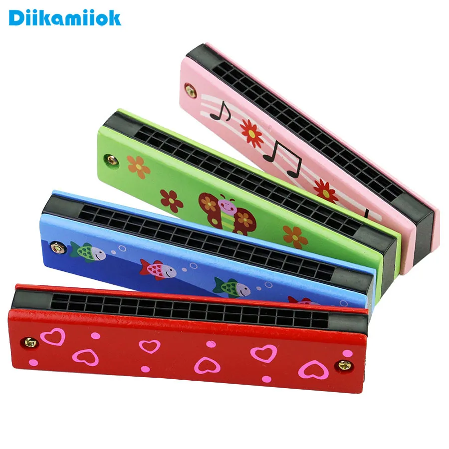 16-Loch Holz Mundharmonika Cartoon Tiere Gemalt Spielzeug Musikinstrument Spielen Kinder Frühe Pädagogische Spielzeug für Kinder Geschenke Image