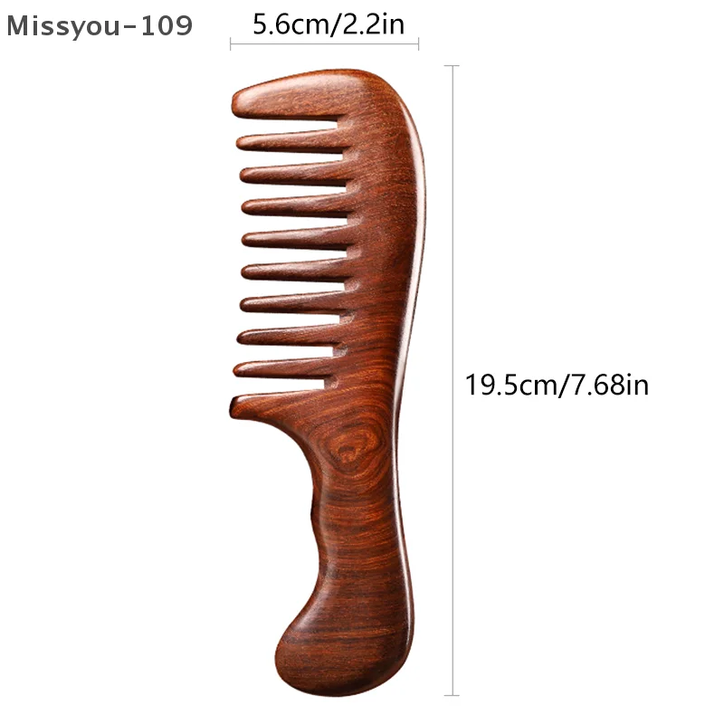 Natürliche Sandelholz Haar Kämme Anti-Statische Holz Kamm Massage Lange Breite Zahn Entwirren Sandelholz Kamm Haarpflege Haushalt Geschenk Image