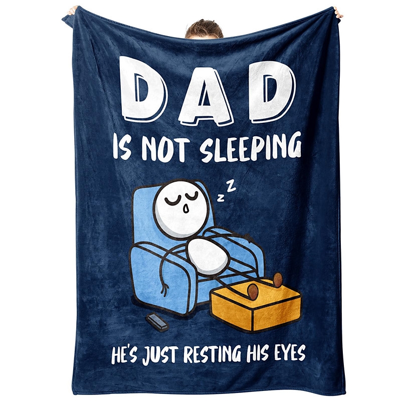Father's Day Blanket Fleece Throw Blanket for Couch Gift Dad 3D Funny Humorous Sofa Bed Decorative Warm Blanket Home Decor