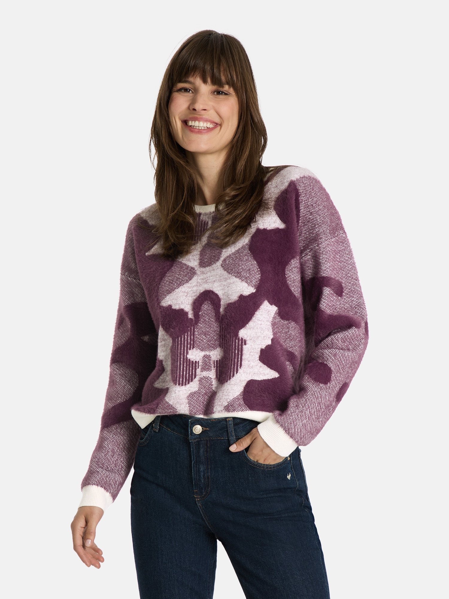 Strickpullover LIEBLINGSSTÜCK "BoL", Damen, Gr. 44, 883, wineberry, 57% Polyamid, 34% Polyester, 9% Polyacryl, Pullover, 57% Polyamid, 34% Polyester, 9% Polyacryl Image