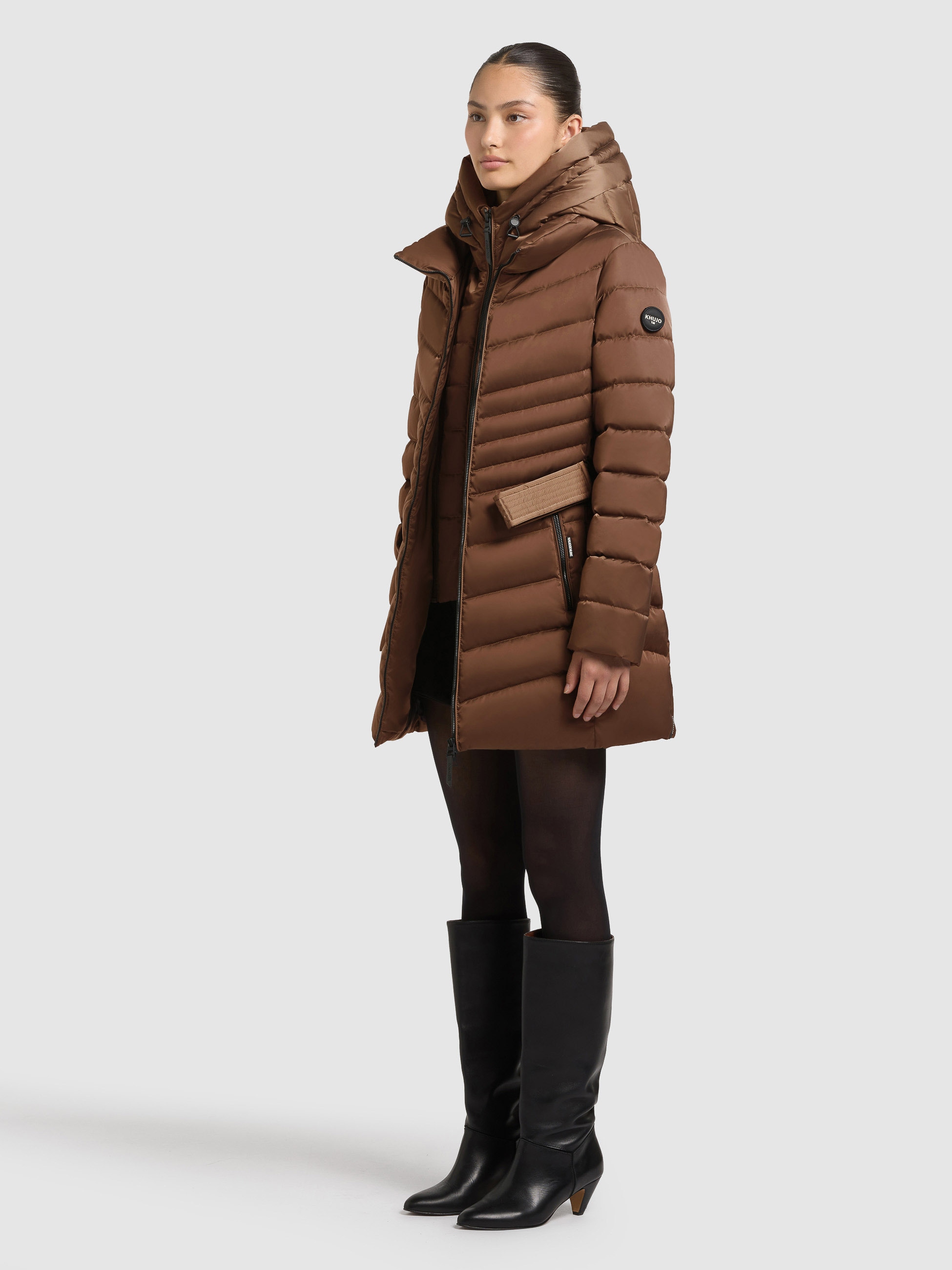 Steppjacke KHUJO "KINA", Damen, Gr. S, copper braun, Twill, 100% Polyester, unifarben, eingesetzt elastischer Bund mit Windstopper, Jacken Image