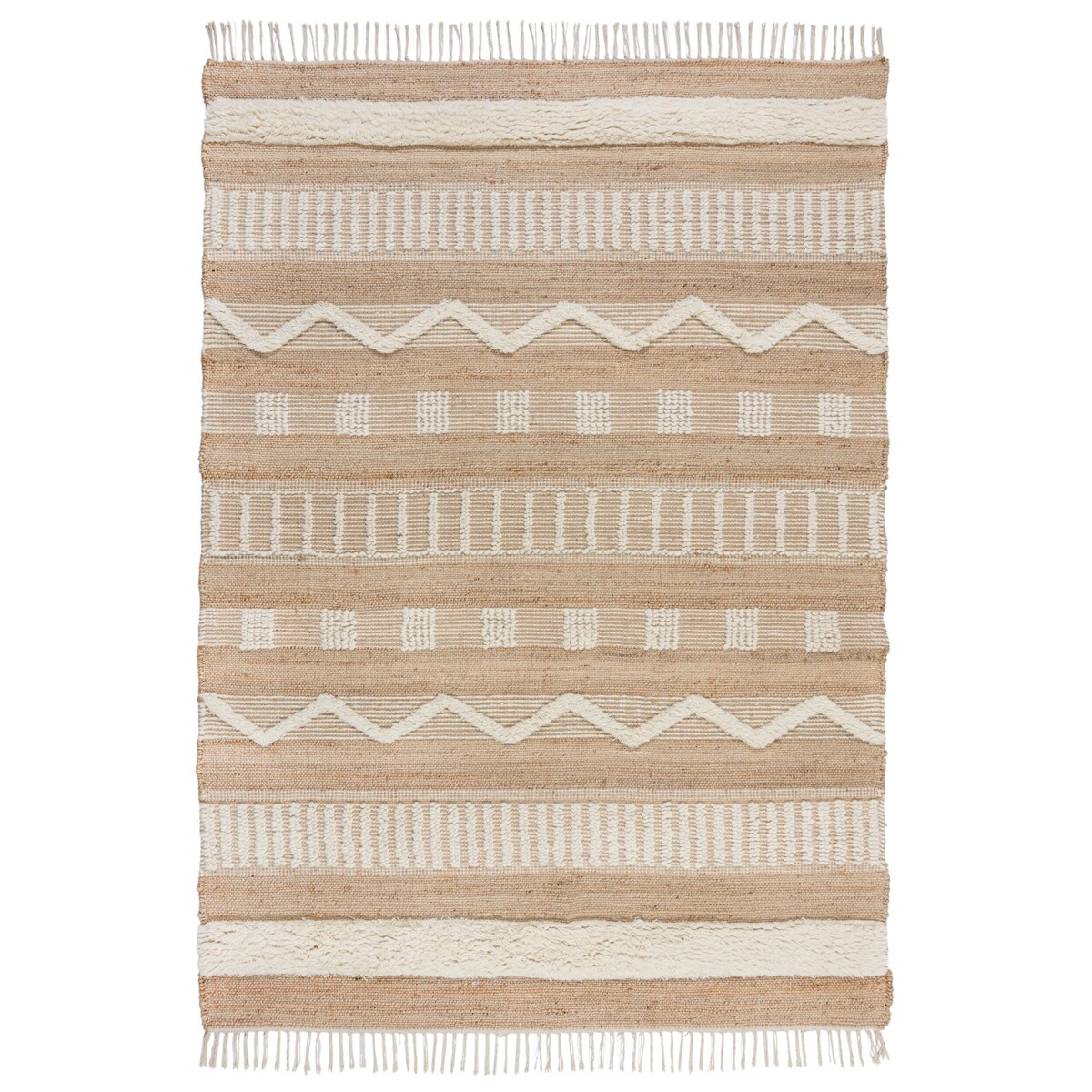 KADIMA DESIGN Naturfaser Teppich Jute Wolle Baumwolle handgewebt strukturiert Boho Ethno | 160x230cm Image