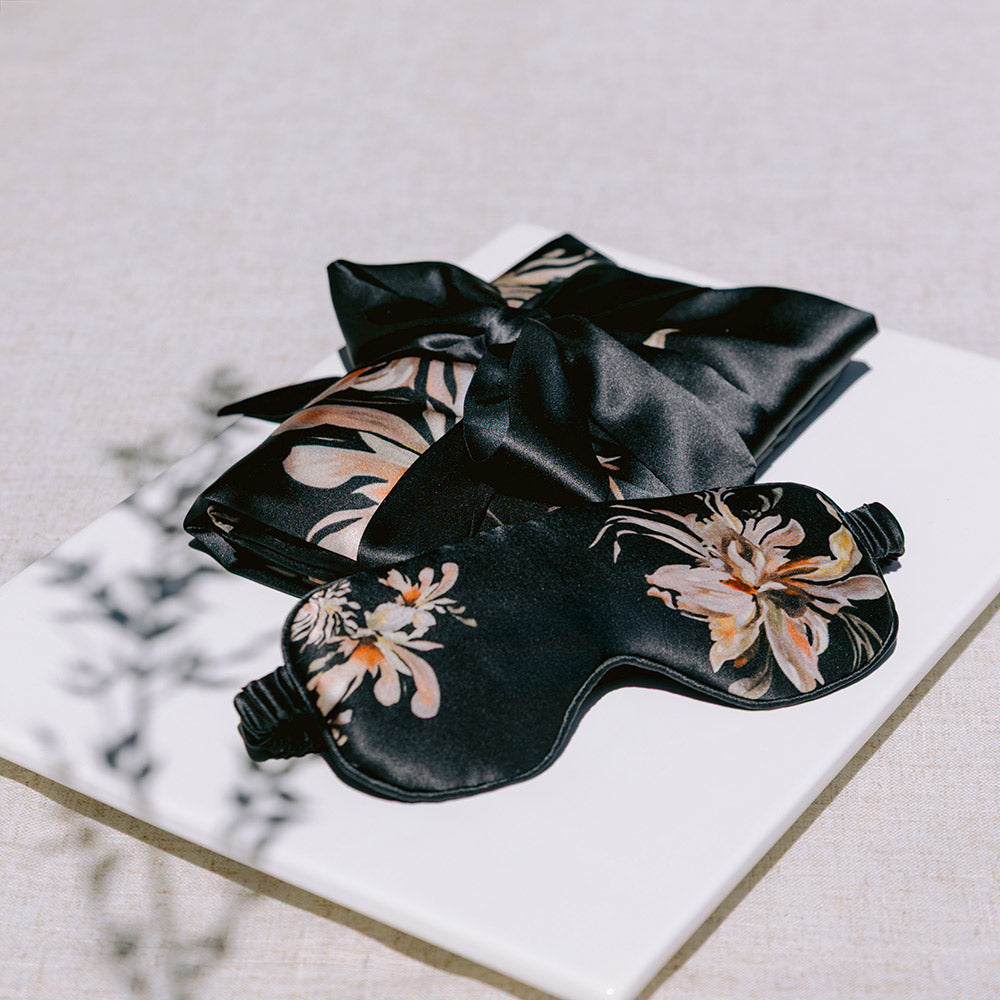KIM+ONO Kimono Robe | Washable Silk Yuri Self Care Set | Ebony