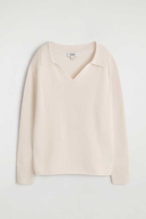 Merino Wool Polo Sweater - Natural - COS Knitwear