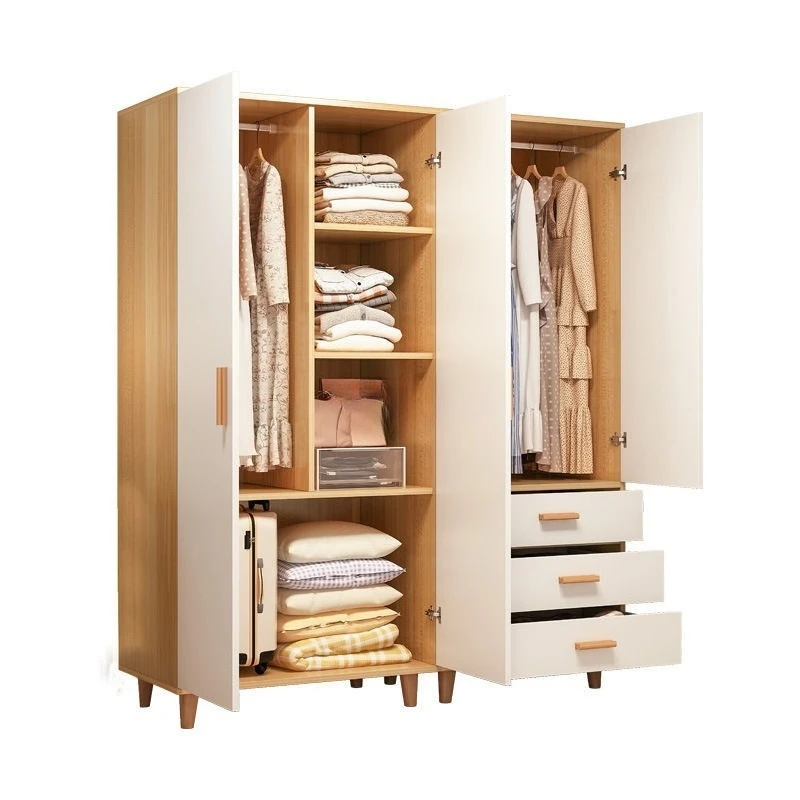 Schlafzimmer-Kleiderschrank, einfacher weißer Kleiderschrank, Mietzimmer, Baby-Kleiderschrank, Aufbewahrungsschrank, Doppeltür